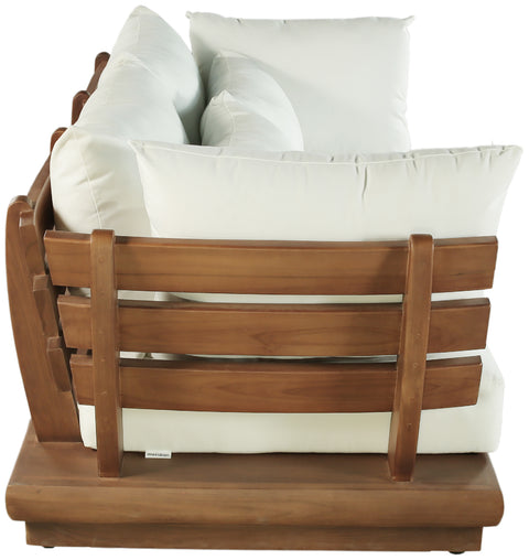 Zadie White 76 Off-White Water Resistant Fabric Upholstered Outdoor Patio Modular Loveseat, 2-Piece