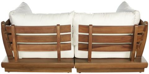 Zadie White 76 Off-White Water Resistant Fabric Upholstered Outdoor Patio Modular Loveseat, 2-Piece