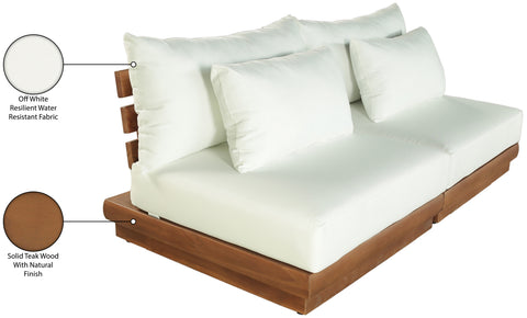 Zadie White 74 Off-White Water Resistant Fabric Upholstered Outdoor Patio Modular Loveseat, 2-Piece