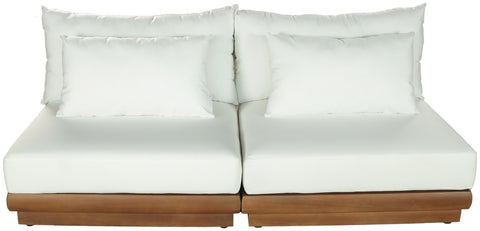Zadie White 74 Off-White Water Resistant Fabric Upholstered Outdoor Patio Modular Loveseat, 2-Piece
