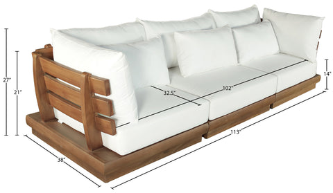 Zadie White 113 Off-White Water Resistant Fabric Upholstered Outdoor Patio Modular Sofa , 3-Piece (Style 1)