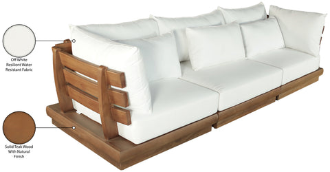 Zadie White 113 Off-White Water Resistant Fabric Upholstered Outdoor Patio Modular Sofa , 3-Piece (Style 1)