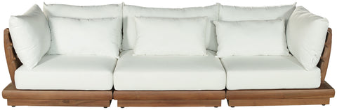Zadie White 113 Off-White Water Resistant Fabric Upholstered Outdoor Patio Modular Sofa , 3-Piece (Style 1)