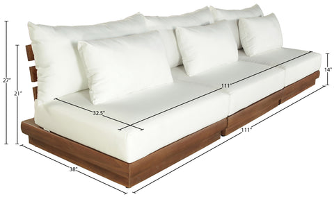 Zadie White 111 Off-White Water Resistant Fabric Upholstered Outdoor Patio Modular Sofa , 3-Piece (Style 1)