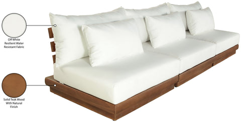 Zadie White 111 Off-White Water Resistant Fabric Upholstered Outdoor Patio Modular Sofa , 3-Piece (Style 1)