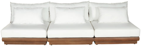 Zadie White 111 Off-White Water Resistant Fabric Upholstered Outdoor Patio Modular Sofa , 3-Piece (Style 1)