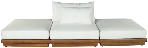 Zadie White 111 Off-White Water Resistant Fabric Upholstered Outdoor Patio Modular Sofa , 3-Piece (Style 2)