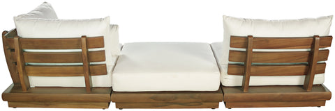 Zadie White 112 Off-White Water Resistant Fabric Upholstered Outdoor Patio Modular Sofa, 3-Piece
