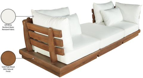 Zadie White 113 Off-White Water Resistant Fabric Upholstered Outdoor Patio Modular Sofa , 3-Piece (Style 2)