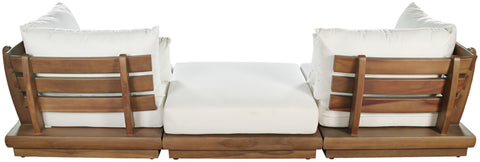 Zadie White 113 Off-White Water Resistant Fabric Upholstered Outdoor Patio Modular Sofa , 3-Piece (Style 2)