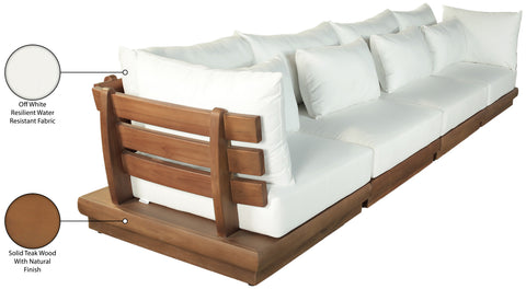 Zadie White 150 Off-White Water Resistant Fabric Upholstered Outdoor Patio Modular Sofa, 4-Piece