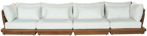 Zadie White 150 Off-White Water Resistant Fabric Upholstered Outdoor Patio Modular Sofa, 4-Piece