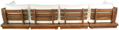 Zadie White 150 Off-White Water Resistant Fabric Upholstered Outdoor Patio Modular Sofa, 4-Piece