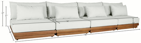 Zadie White 148 Off-White Water Resistant Fabric Upholstered Outdoor Patio Modular Sofa , 4-Piece (Style 1)