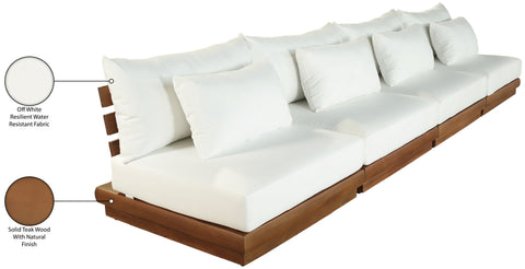 Zadie White 148 Off-White Water Resistant Fabric Upholstered Outdoor Patio Modular Sofa , 4-Piece (Style 1)