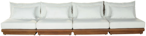 Zadie White 148 Off-White Water Resistant Fabric Upholstered Outdoor Patio Modular Sofa , 4-Piece (Style 1)