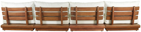 Zadie White 148 Off-White Water Resistant Fabric Upholstered Outdoor Patio Modular Sofa , 4-Piece (Style 1)
