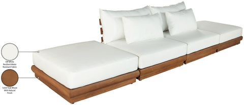 Zadie White 148 Off-White Water Resistant Fabric Upholstered Outdoor Patio Modular Sofa , 4-Piece (Style 2)