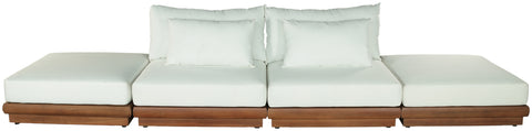 Zadie White 148 Off-White Water Resistant Fabric Upholstered Outdoor Patio Modular Sofa , 4-Piece (Style 2)
