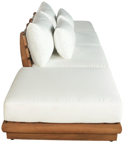 Zadie White 148 Off-White Water Resistant Fabric Upholstered Outdoor Patio Modular Sofa , 4-Piece (Style 2)