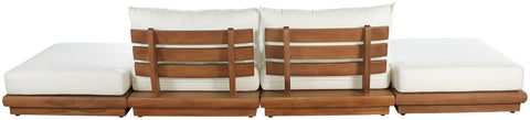 Zadie White 148 Off-White Water Resistant Fabric Upholstered Outdoor Patio Modular Sofa , 4-Piece (Style 2)