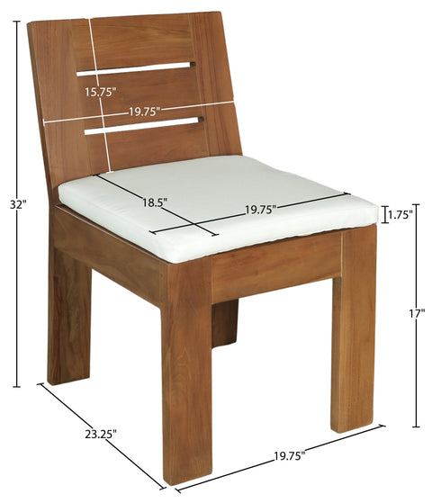 Zadie White Off-White Water Resistant Fabric Upholstered Outdoor Patio Dining Side Chair, 1 Piece