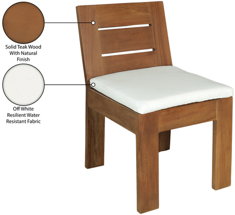 Zadie White Off-White Water Resistant Fabric Upholstered Outdoor Patio Dining Side Chair, 1 Piece