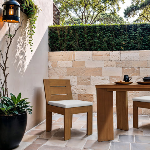 Zadie White Off-White Water Resistant Fabric Upholstered Outdoor Patio Dining Side Chair, 1 Piece