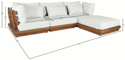 Zadie White 113 Off-White Water Resistant Fabric Upholstered Outdoor Patio Modular Sectional , 4-Piece (Style 1)