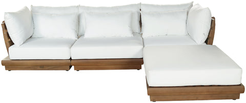 Zadie White 113 Off-White Water Resistant Fabric Upholstered Outdoor Patio Modular Sectional , 4-Piece (Style 1)
