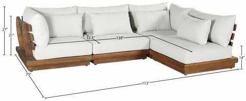 Zadie White 113 Off-White Water Resistant Fabric Upholstered Outdoor Patio Modular Sectional , 4-Piece (Style 2)
