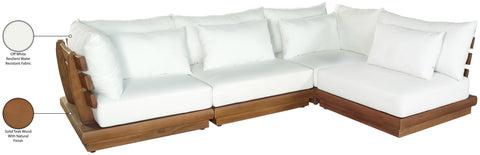 Zadie White 113 Off-White Water Resistant Fabric Upholstered Outdoor Patio Modular Sectional , 4-Piece (Style 2)