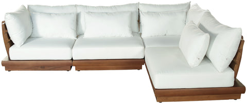 Zadie White 113 Off-White Water Resistant Fabric Upholstered Outdoor Patio Modular Sectional , 4-Piece (Style 2)