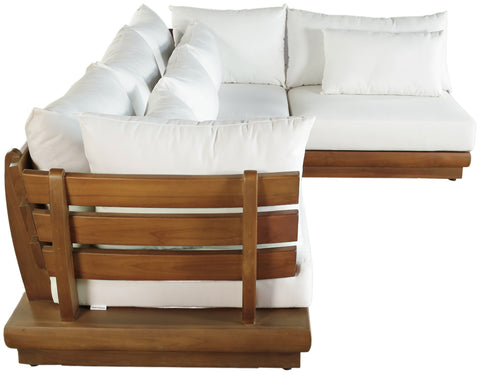Zadie White 113 Off-White Water Resistant Fabric Upholstered Outdoor Patio Modular Sectional , 4-Piece (Style 2)