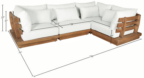 Zadie White 113 Off-White Water Resistant Fabric Upholstered Outdoor Patio Modular Sectional , 4-Piece (Style 3)