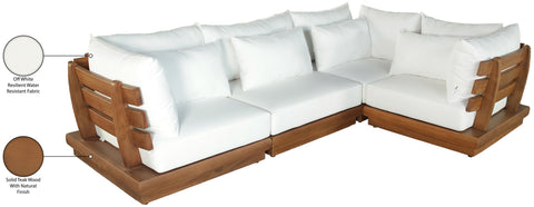 Zadie White 113 Off-White Water Resistant Fabric Upholstered Outdoor Patio Modular Sectional , 4-Piece (Style 3)