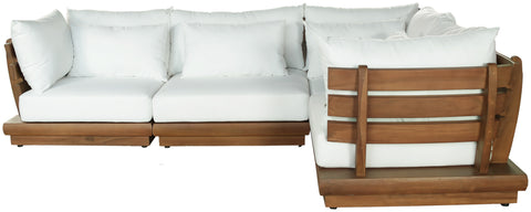 Zadie White 113 Off-White Water Resistant Fabric Upholstered Outdoor Patio Modular Sectional , 4-Piece (Style 3)