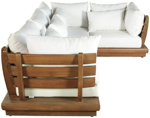 Zadie White 113 Off-White Water Resistant Fabric Upholstered Outdoor Patio Modular Sectional , 4-Piece (Style 3)
