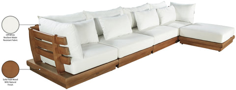 Zadie White 150 Off-White Water Resistant Fabric Upholstered Outdoor Patio Modular Sectional , 5-Piece (Style 1)