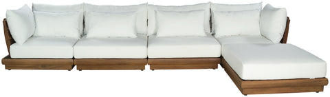 Zadie White 150 Off-White Water Resistant Fabric Upholstered Outdoor Patio Modular Sectional , 5-Piece (Style 1)