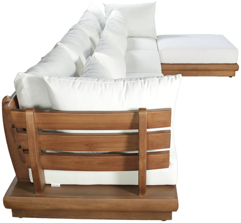 Zadie White 150 Off-White Water Resistant Fabric Upholstered Outdoor Patio Modular Sectional , 5-Piece (Style 1)