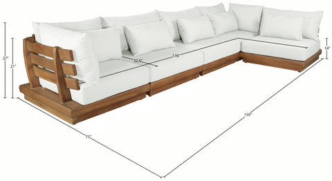 Zadie White 150 Off-White Water Resistant Fabric Upholstered Outdoor Patio Modular Sectional , 5-Piece (Style 2)