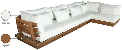 Zadie White 150 Off-White Water Resistant Fabric Upholstered Outdoor Patio Modular Sectional , 5-Piece (Style 2)