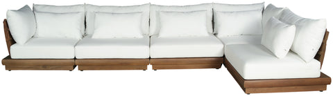 Zadie White 150 Off-White Water Resistant Fabric Upholstered Outdoor Patio Modular Sectional , 5-Piece (Style 2)