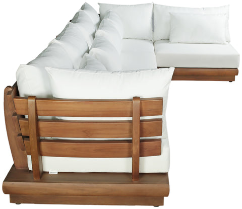 Zadie White 150 Off-White Water Resistant Fabric Upholstered Outdoor Patio Modular Sectional , 5-Piece (Style 2)
