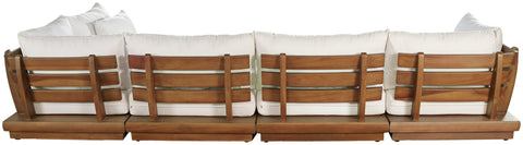 Zadie White 150 Off-White Water Resistant Fabric Upholstered Outdoor Patio Modular Sectional , 5-Piece (Style 2)