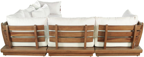 Zadie White 113 Off-White Water Resistant Fabric Upholstered Outdoor Patio Modular Sectional, 5-Piece