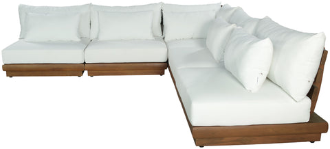 Zadie White 112 Off-White Water Resistant Fabric Upholstered Outdoor Patio Modular Sectional, 5-Piece