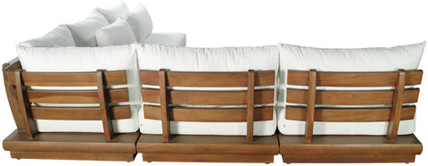 Zadie White 112 Off-White Water Resistant Fabric Upholstered Outdoor Patio Modular Sectional, 5-Piece