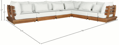 Zadie White 150 Off-White Water Resistant Fabric Upholstered Outdoor Patio Modular Sectional , 6-Piece (Style 1)